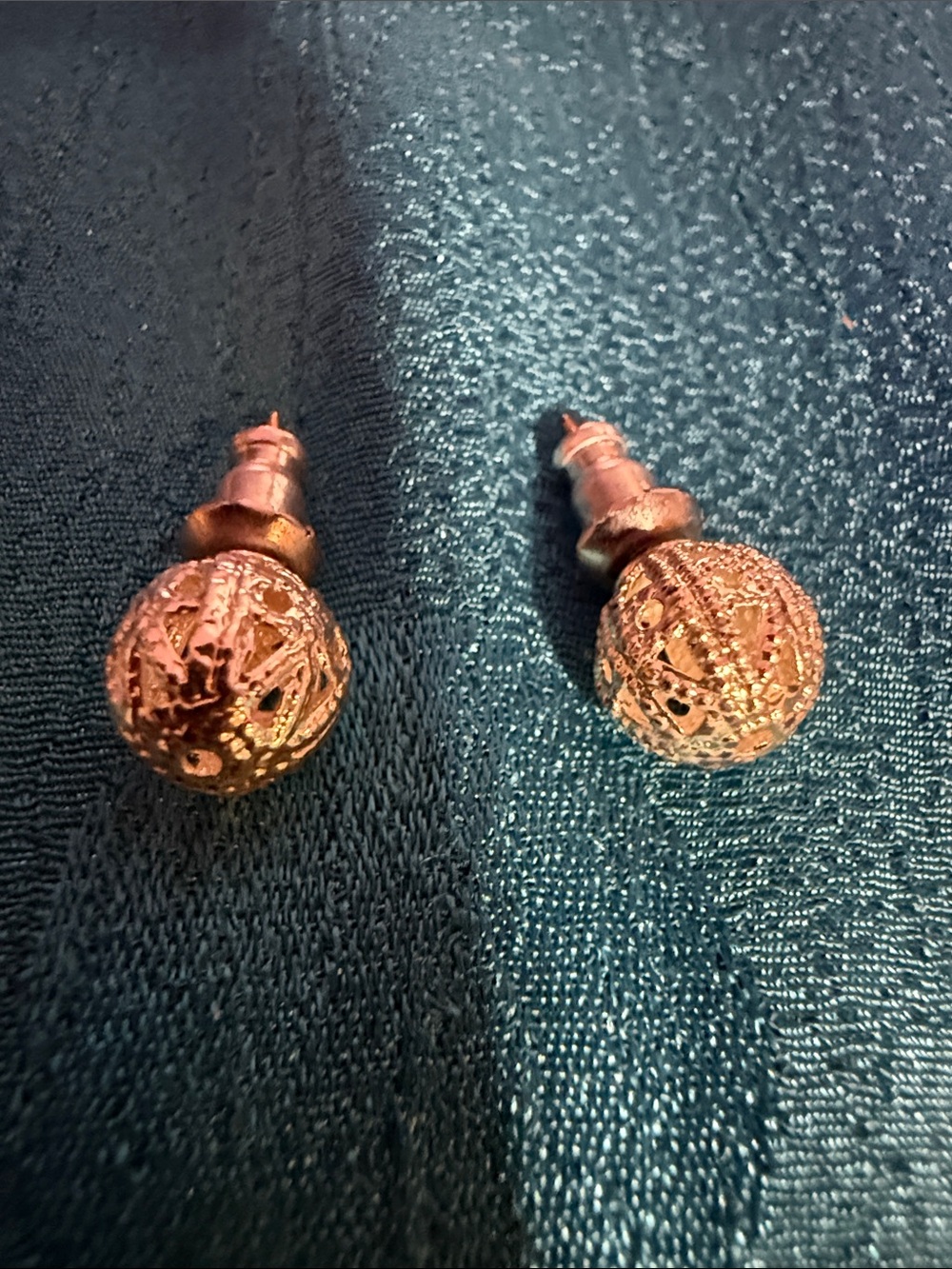Gold Filigree Ball Stud Earrings -